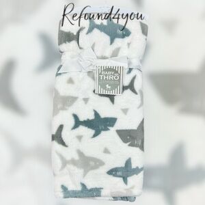 Baby Thro - ‘Shark’ Thick Plush Baby Blanket. 30” x 40” NWT Firm unless bundled!